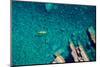 Top View of Kayak Boat Oin Shallow Turquoise Water of Ligurian Sea, Italy-Mikhail Varentsov-Mounted Photographic Print
