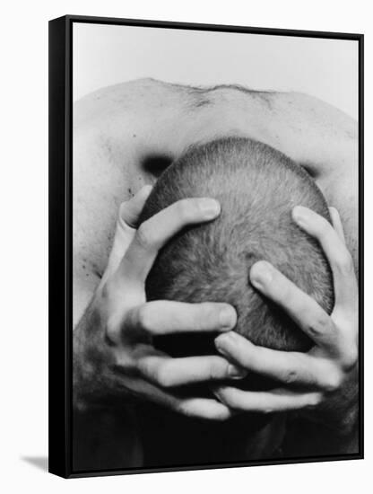 Top View of Man Clutching His Head-Eric O'Connell-Framed Stretched Canvas