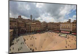 Top view of Piazza del Campo with the historical buildings and The Fonte Gaia fountain, Siena, UNES-Roberto Moiola-Mounted Photographic Print