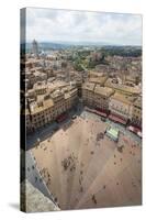 Top view of Piazza del Campo with the historical buildings and The Fonte Gaia fountain, Siena, UNES-Roberto Moiola-Stretched Canvas