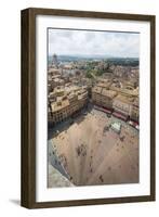 Top view of Piazza del Campo with the historical buildings and The Fonte Gaia fountain, Siena, UNES-Roberto Moiola-Framed Photographic Print