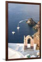 Top View of the Blue Aegean Sea from the Typical Village of Oia, Santorini, Cyclades-Roberto Moiola-Framed Photographic Print