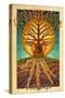 Topanga, California - Guitar Tree-Lantern Press-Stretched Canvas