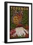 Topanga, California - Monarch Butterfly - Paper Mosaic - Green Background - Lantern Press Artwork-Lantern Press-Framed Art Print