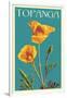 Topanga, California - Poppy - Letterpress-Lantern Press-Framed Art Print