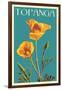 Topanga, California - Poppy - Letterpress-Lantern Press-Framed Art Print