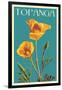 Topanga, California - Poppy - Letterpress-Lantern Press-Framed Art Print