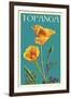 Topanga, California - Poppy - Letterpress-Lantern Press-Framed Art Print