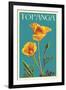 Topanga, California - Poppy - Letterpress-Lantern Press-Framed Art Print