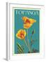 Topanga, California - Poppy - Letterpress-Lantern Press-Framed Art Print