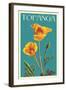 Topanga, California - Poppy - Letterpress-Lantern Press-Framed Art Print