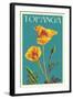 Topanga, California - Poppy - Letterpress-Lantern Press-Framed Art Print