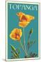 Topanga, California - Poppy - Letterpress-Lantern Press-Mounted Art Print