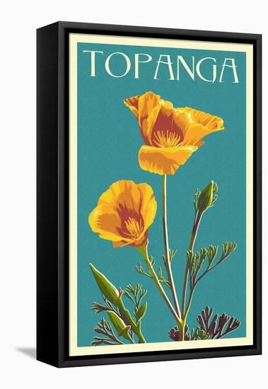 Topanga, California - Poppy - Letterpress-Lantern Press-Framed Stretched Canvas