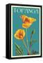 Topanga, California - Poppy - Letterpress-Lantern Press-Framed Stretched Canvas