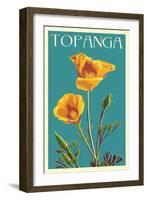 Topanga, California - Poppy - Letterpress-Lantern Press-Framed Art Print