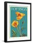 Topanga, California - Poppy - Letterpress-Lantern Press-Framed Art Print