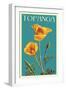 Topanga, California - Poppy - Letterpress-Lantern Press-Framed Art Print