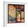 Topaz Brand - California - Citrus Crate Label-Lantern Press-Framed Art Print