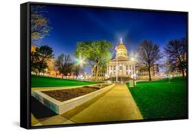 Topeka Kansas Downtown at Night-digidreamgrafix-Framed Stretched Canvas