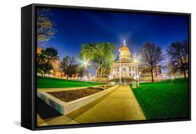 Topeka Kansas Downtown at Night-digidreamgrafix-Framed Stretched Canvas