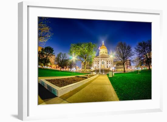 Topeka Kansas Downtown at Night-digidreamgrafix-Framed Photographic Print