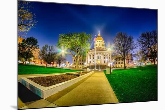 Topeka Kansas Downtown at Night-digidreamgrafix-Mounted Photographic Print