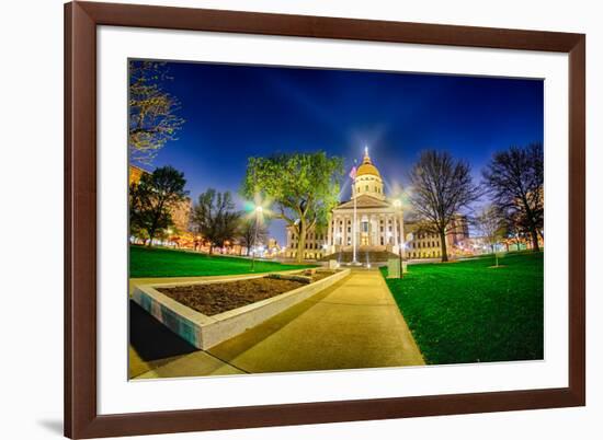 Topeka Kansas Downtown at Night-digidreamgrafix-Framed Photographic Print