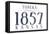 Topeka, Kansas - Established Date (Blue)-Lantern Press-Framed Stretched Canvas