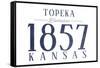 Topeka, Kansas - Established Date (Blue)-Lantern Press-Framed Stretched Canvas