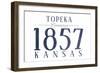 Topeka, Kansas - Established Date (Blue)-Lantern Press-Framed Art Print