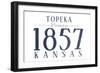 Topeka, Kansas - Established Date (Blue)-Lantern Press-Framed Art Print