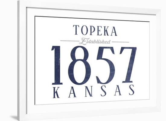 Topeka, Kansas - Established Date (Blue)-Lantern Press-Framed Art Print