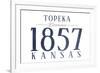 Topeka, Kansas - Established Date (Blue)-Lantern Press-Framed Art Print