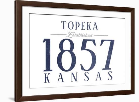 Topeka, Kansas - Established Date (Blue)-Lantern Press-Framed Art Print