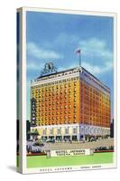 Topeka, Kansas - Exterior View of Hotel Jayhawk-Lantern Press-Stretched Canvas