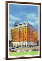 Topeka, Kansas - Exterior View of Hotel Jayhawk-Lantern Press-Framed Art Print