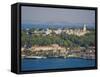 Topkapi Palace and Bosphorus from Galata Tower, Istanbul, Turkey-Michele Falzone-Framed Stretched Canvas
