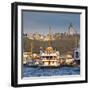 Topkapi Palace and Ferries on the Waterfront of the Golden Horn, Istanbul, Turkeyistanbul, Turkey-Jon Arnold-Framed Photographic Print