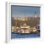 Topkapi Palace and Ferries on the Waterfront of the Golden Horn, Istanbul, Turkeyistanbul, Turkey-Jon Arnold-Framed Photographic Print