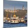 Topkapi Palace and Ferries on the Waterfront of the Golden Horn, Istanbul, Turkeyistanbul, Turkey-Jon Arnold-Mounted Photographic Print