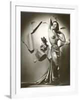 Topless Woman in Satin Skirt-null-Framed Art Print