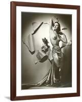 Topless Woman in Satin Skirt-null-Framed Art Print