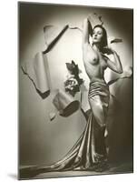 Topless Woman in Satin Skirt-null-Mounted Art Print