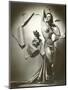 Topless Woman in Satin Skirt-null-Mounted Art Print