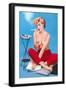 Topless Woman with Cigarette Holder-null-Framed Art Print