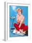 Topless Woman with Cigarette Holder-null-Framed Art Print