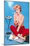 Topless Woman with Cigarette Holder-null-Mounted Art Print