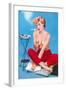 Topless Woman with Cigarette Holder-null-Framed Art Print