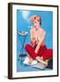 Topless Woman with Cigarette Holder-null-Framed Art Print